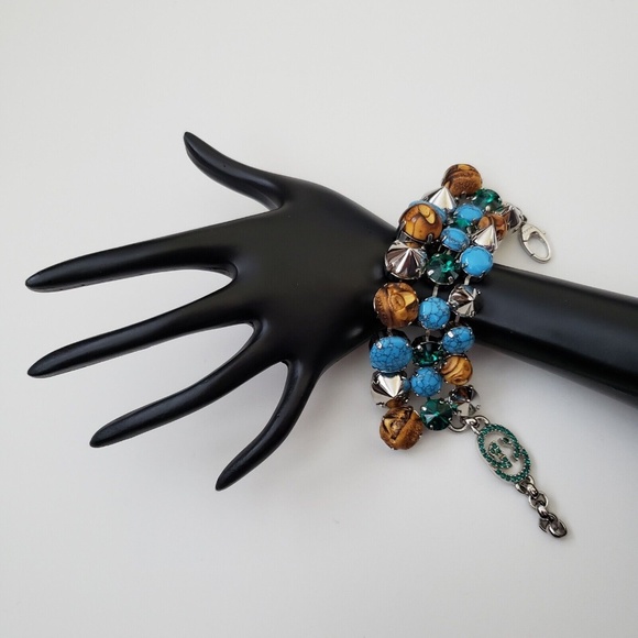 Gucci Statement Necklace & Bracelet Set Bamboo Swarovski Crystals - Picture 8 of 12